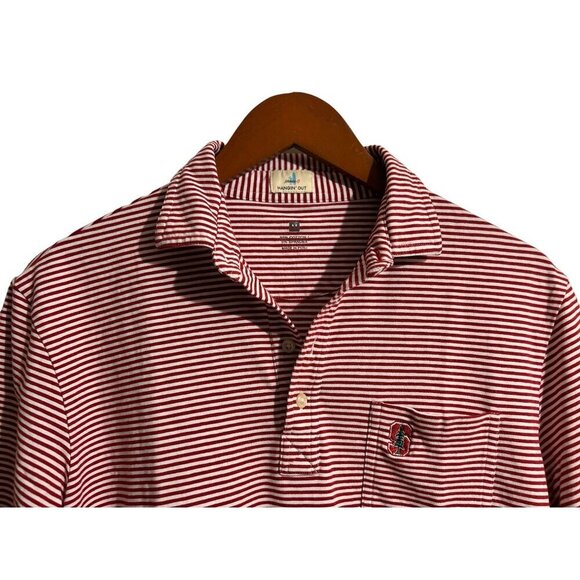Johnnie O Hangin Out Polo Shirt Red White Striped Short Sleeve Cotton Size Med - Picture 3 of 7